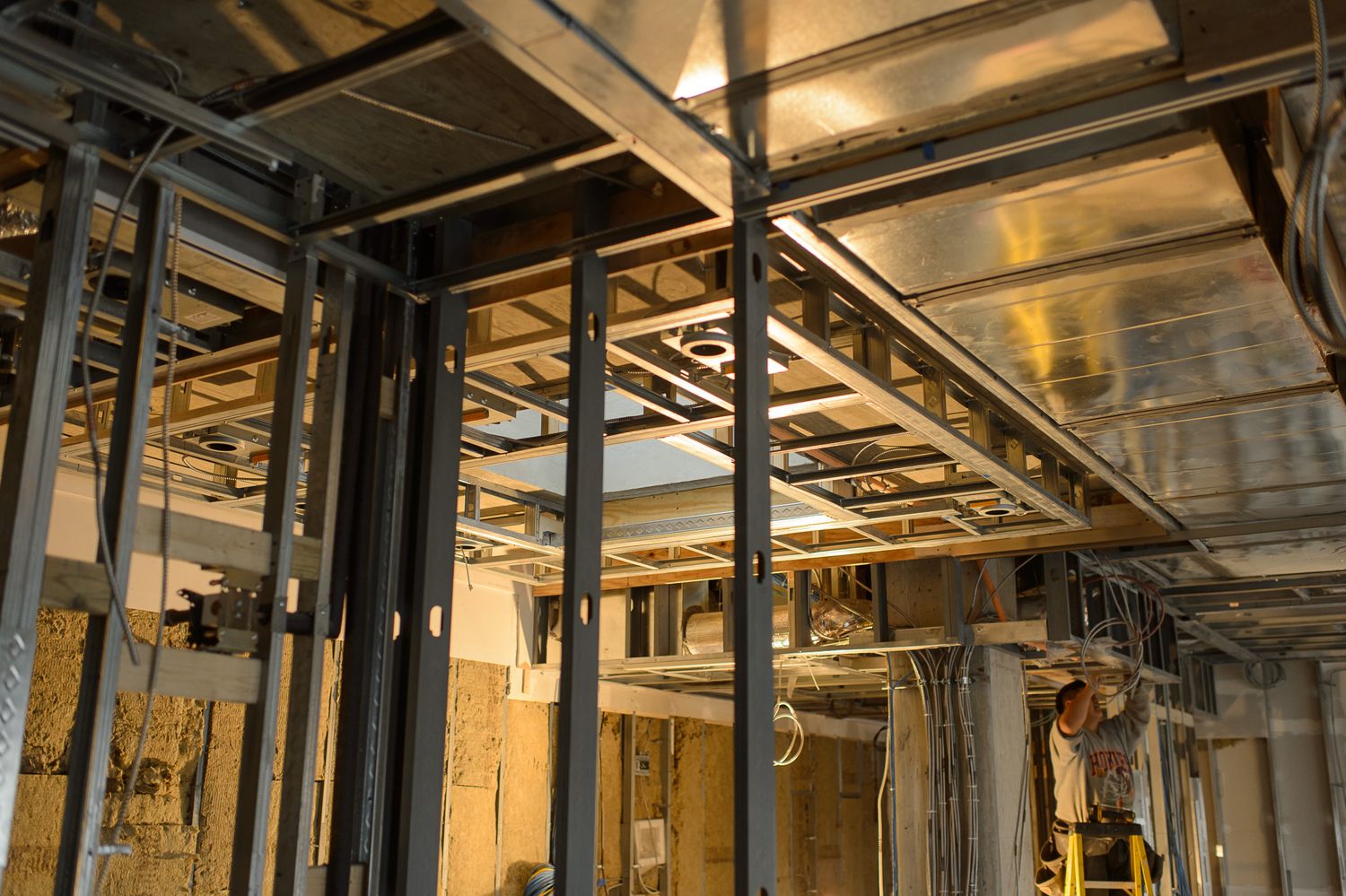 New steel structure on site at Logan Circle during construction