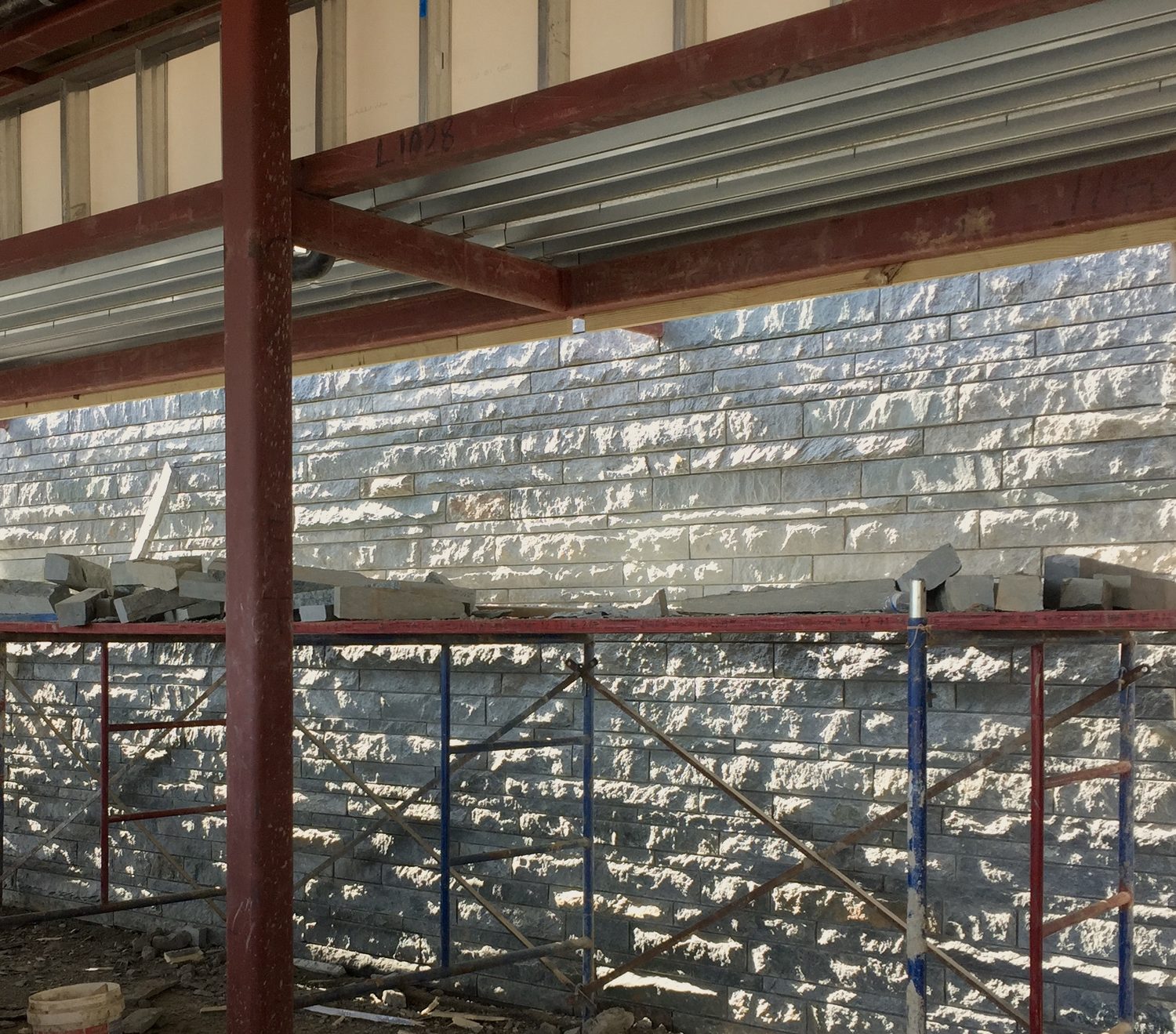 Steel skeleton of Wildcat Mountain on the hilltop during construction